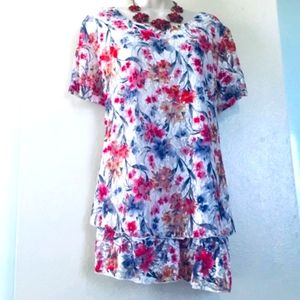 🧚‍♀️🦄EUC XXXL First Choice Lace Floral Blouse💙💖